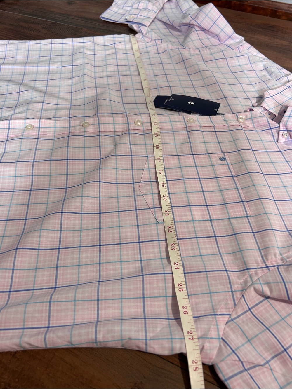 NWT IZOD Men’s Pink Plaid Button-Down Dress Shirt XXL - Picture 4 of 7